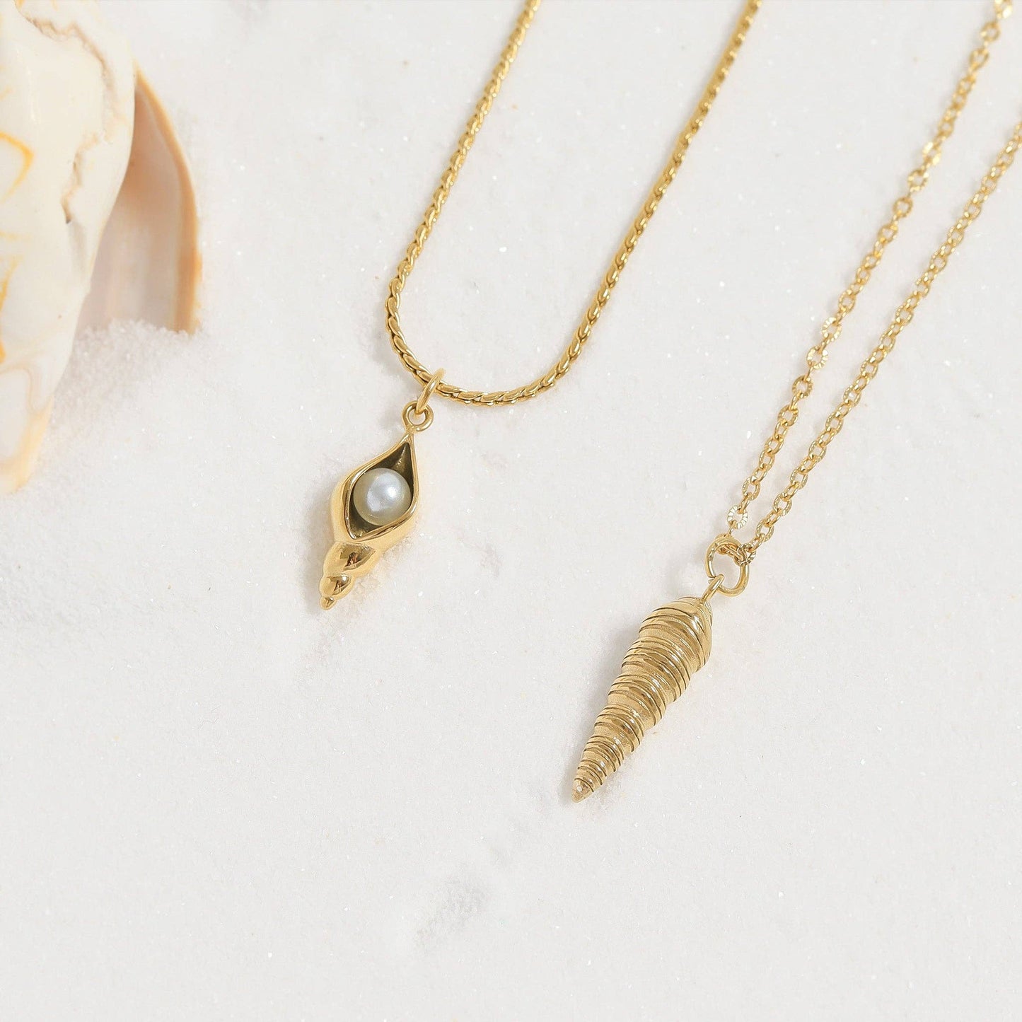 18K Gold PVD Stainless Steel Horn Shell Charm
