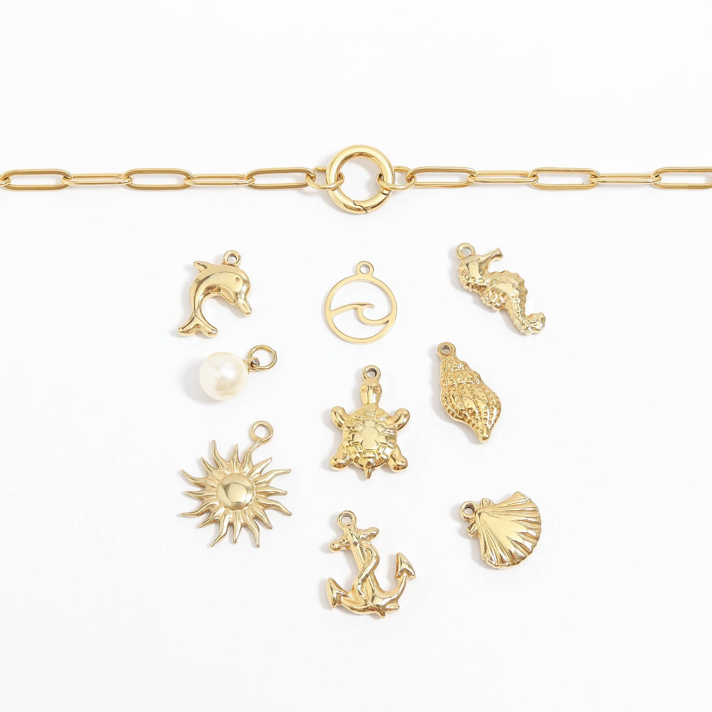 18K Gold PVD Stainless Steel Clam Shell Charm