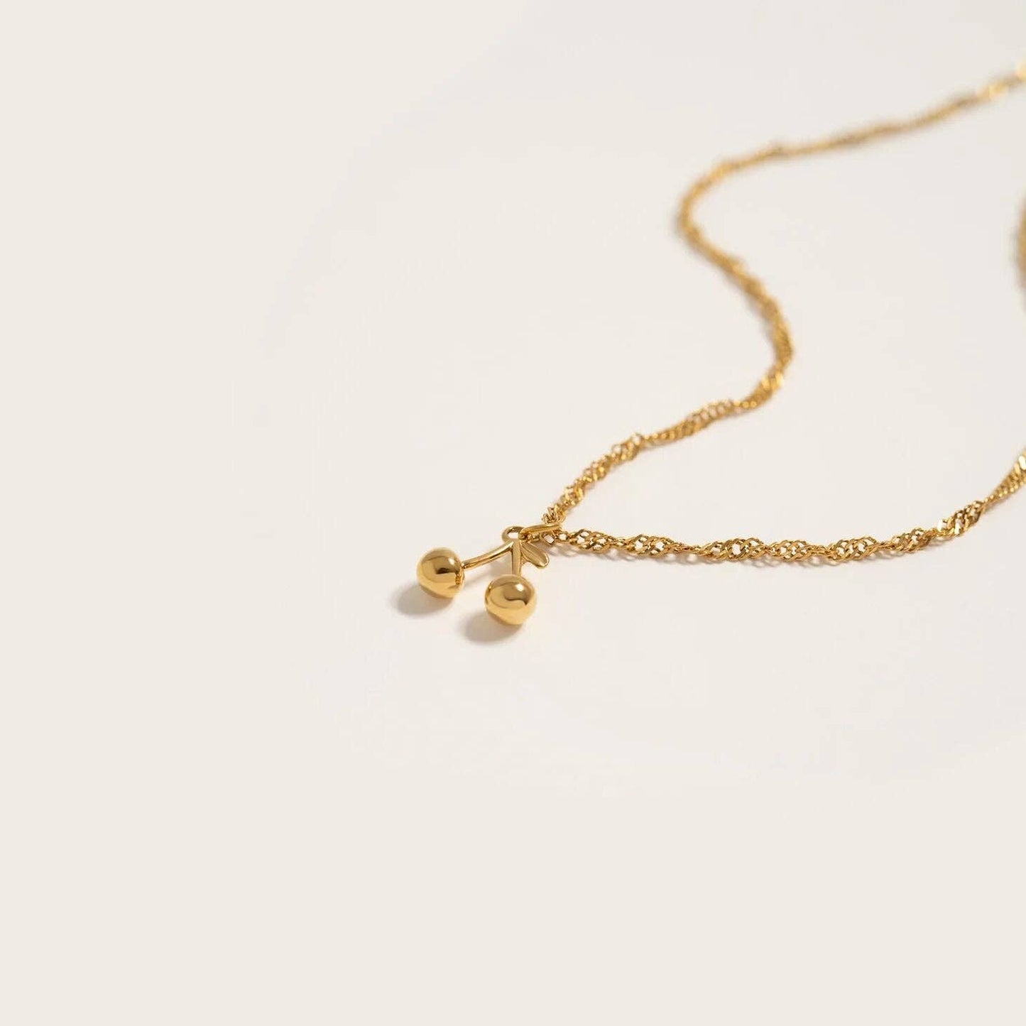 18K Gold PVD Stainless Steel Cherry Charm