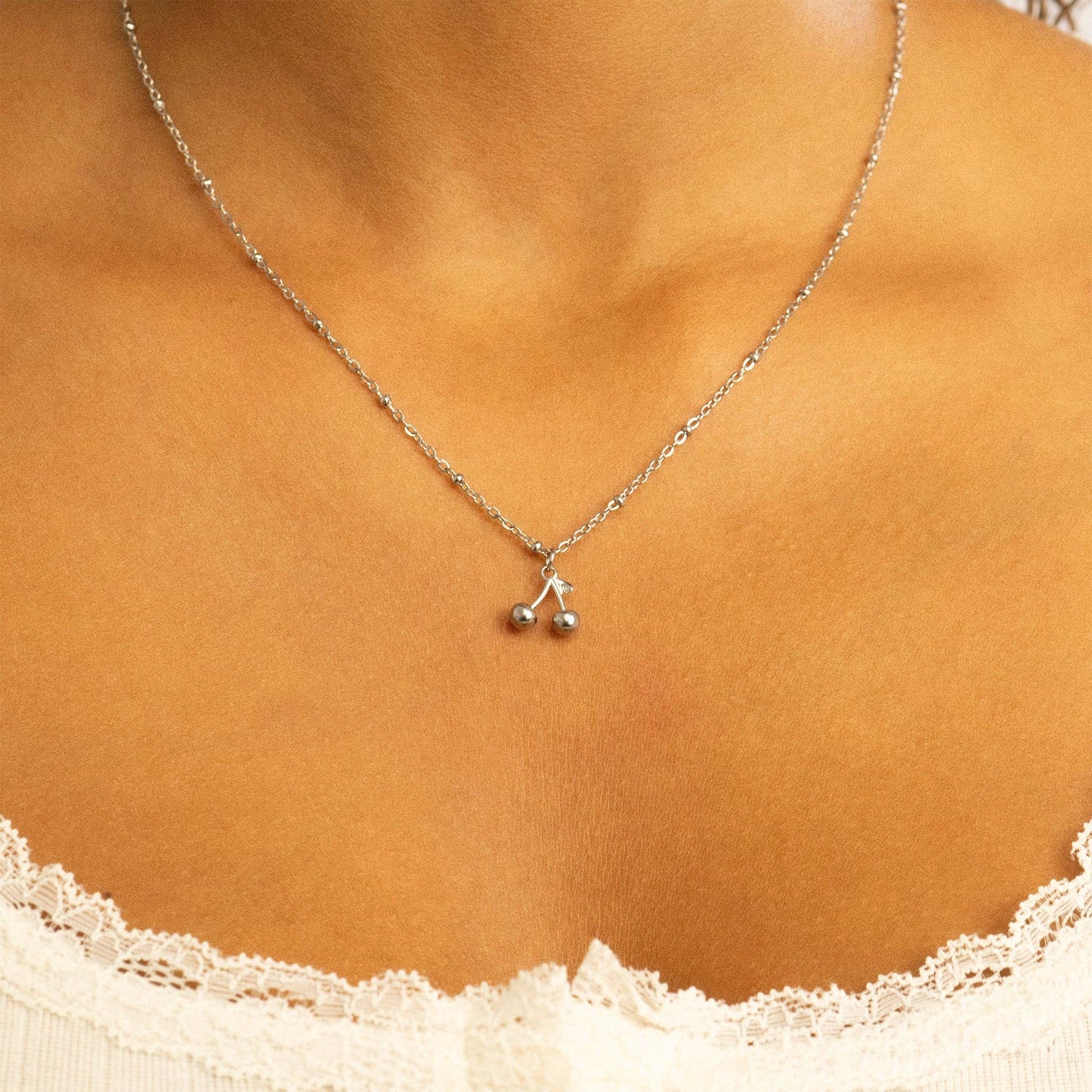 18K Gold PVD Stainless Steel Cherry Charm