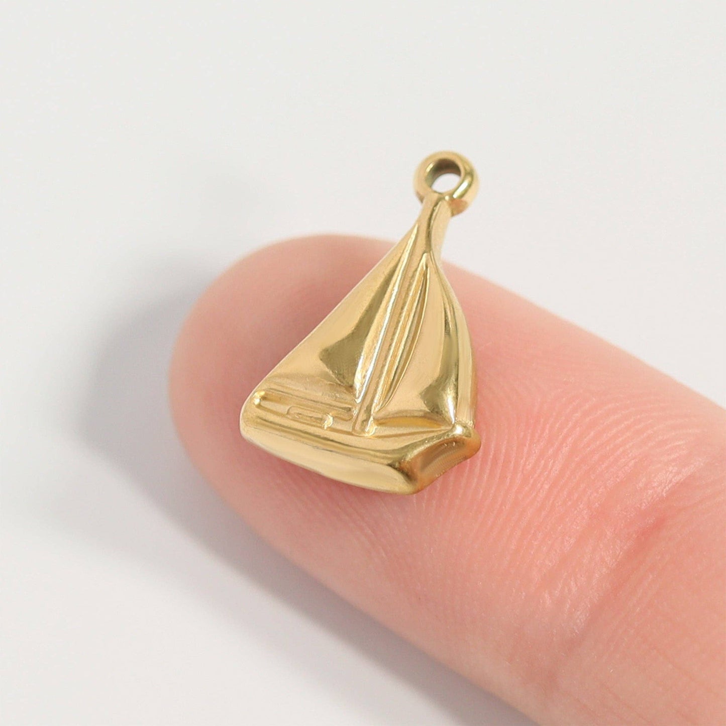 18k Gold PVD Stainless Steel Sailboat Charm