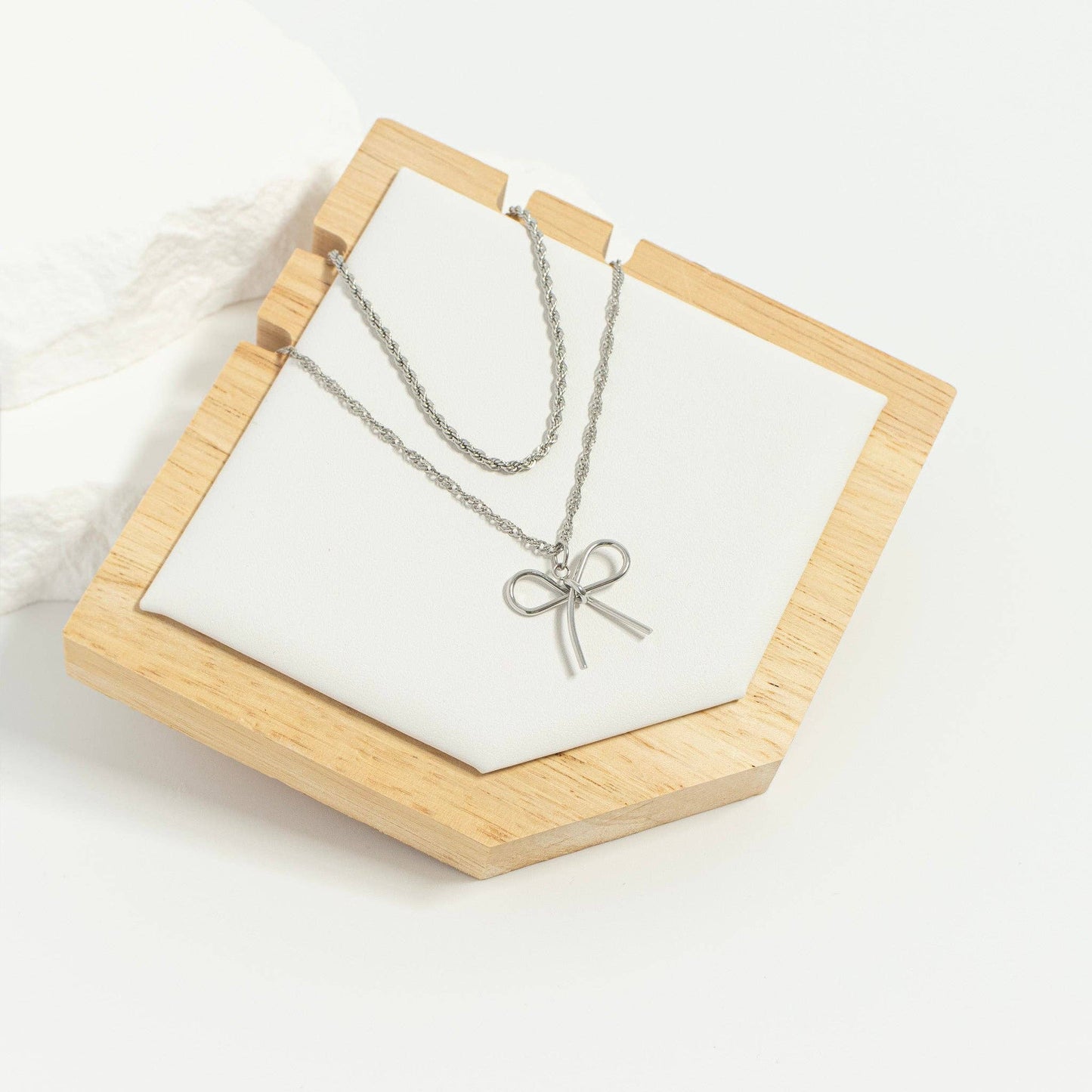 18K Gold PVD Stainless Steel Thin Bow Charm