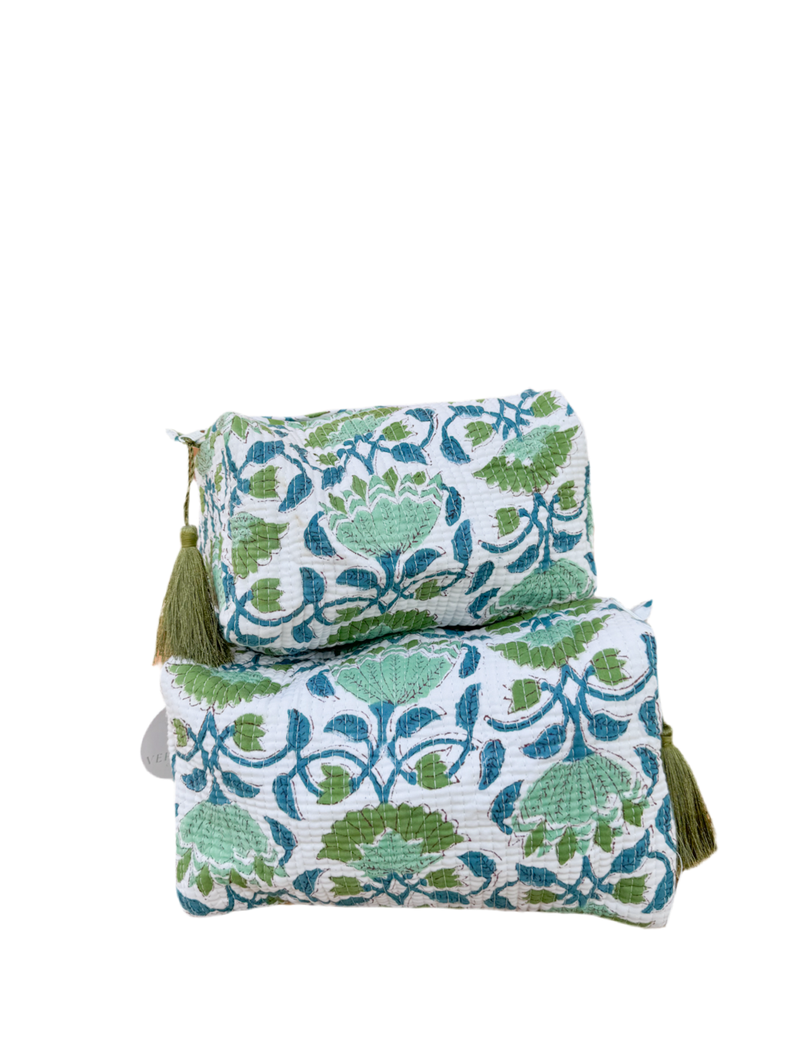 Quilted Block Print Cosmetic Bags- Set of 2