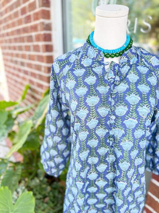 Seabrook Kaftan Dress- Hurricane Blue