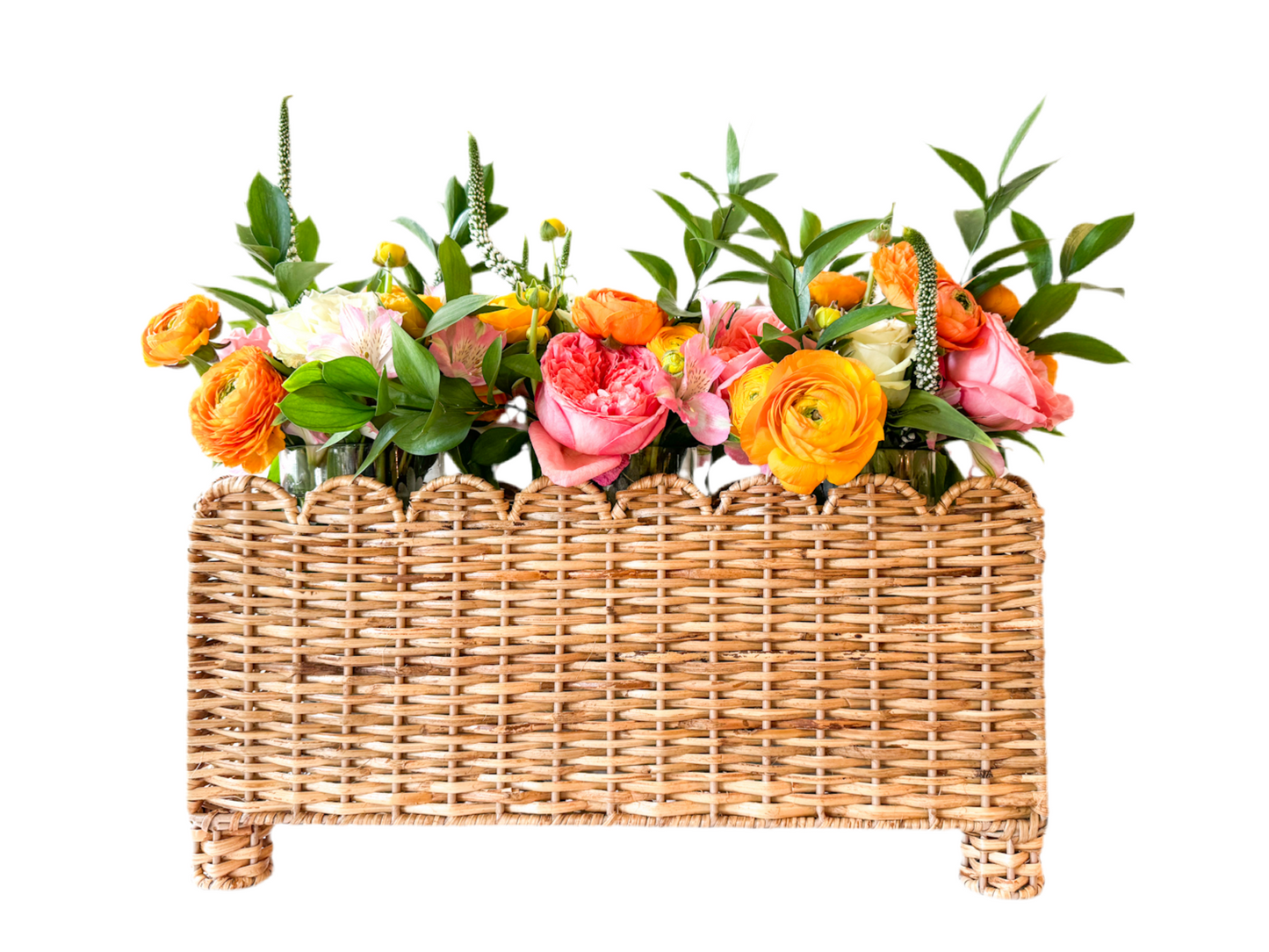 Kelly Scalloped Rattan Rectangle Planter