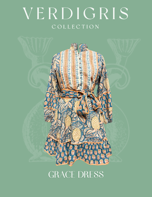Grace Mini Dress- Prussian Pineapple