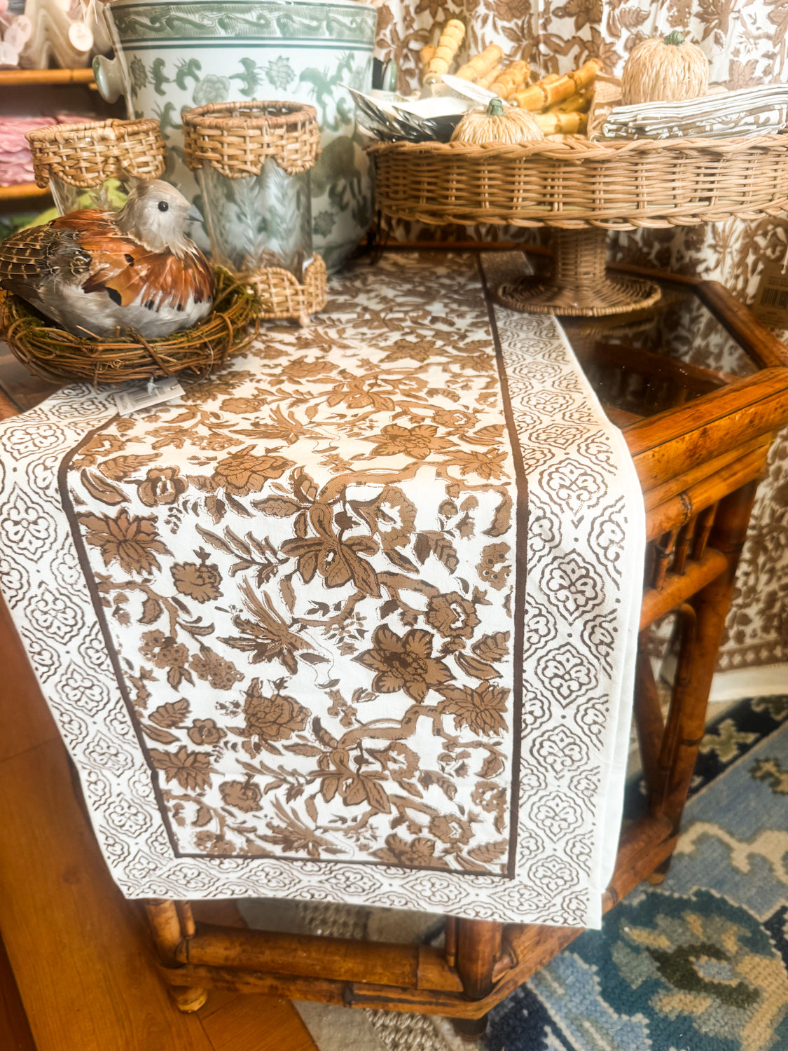 Tobacco Toile Table Runner