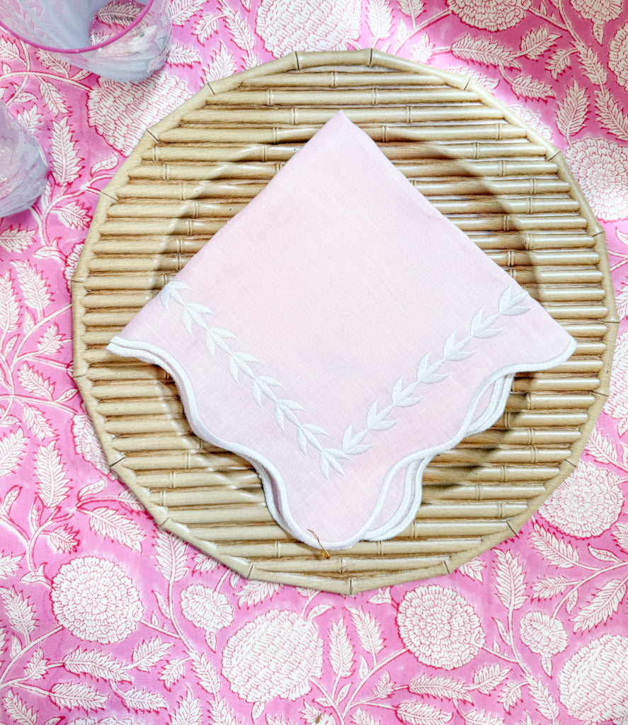 Linen Napkin/Placemat - Set of 2- Blush & White