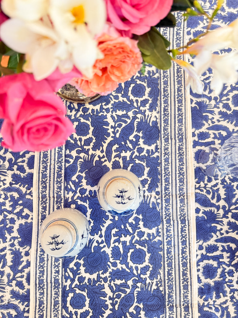 Indigo Pheasant Table Runner