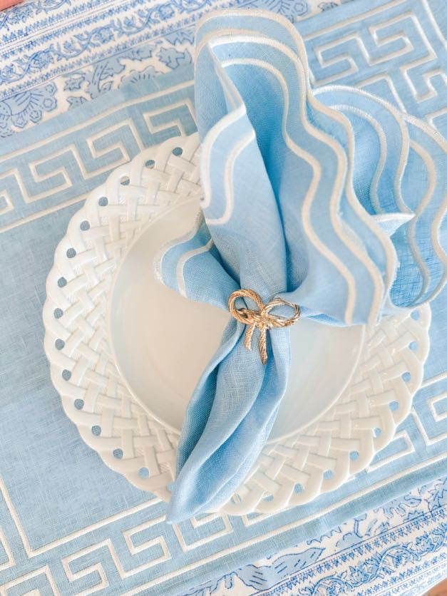 Embroidered Greek Key Placemat Set/2