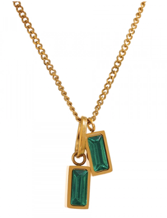 Double Green Pendant Necklace