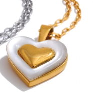 Natural Shell Heart Pendant Necklace