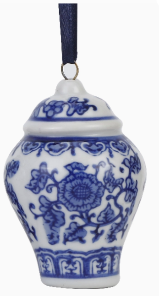 Blue & White Porcelain Hand Painted Ornament