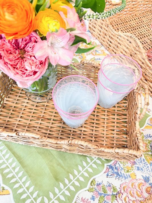 Terrace Scalloped Rattan Tray