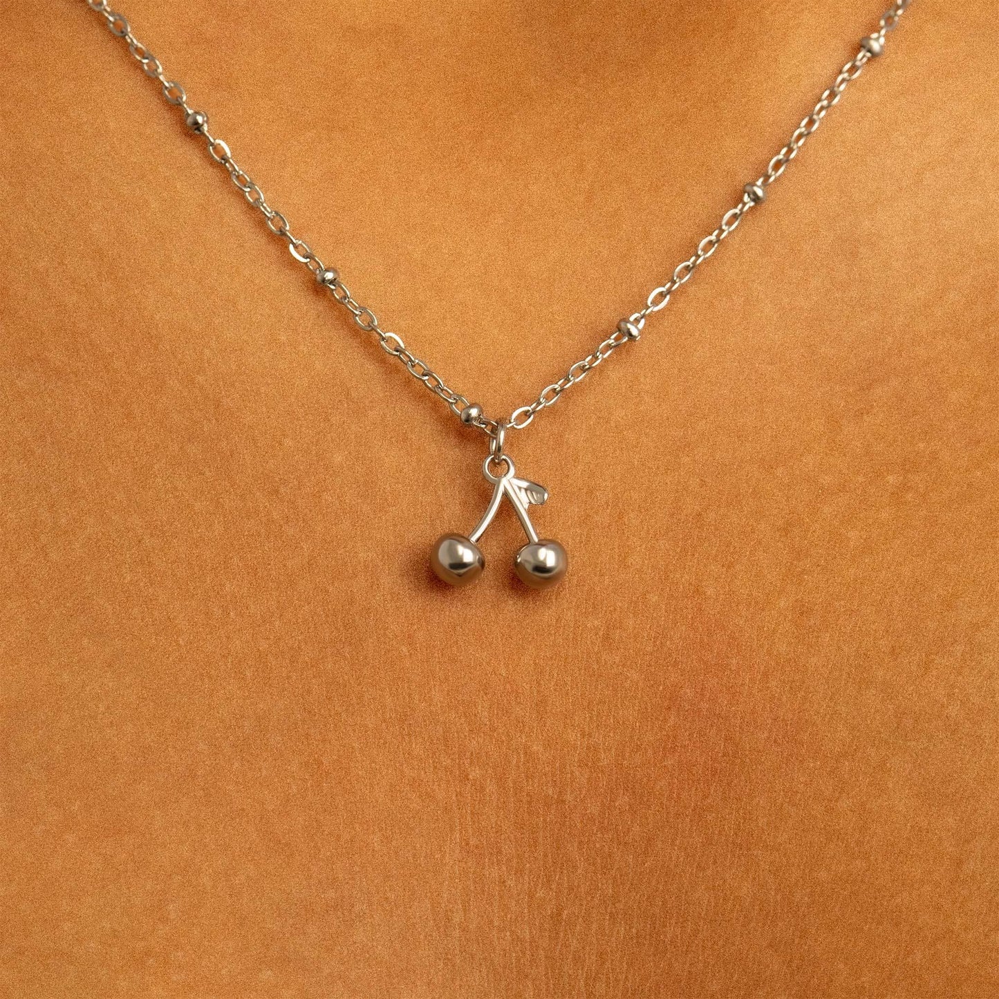 18K Gold PVD Stainless Steel Cherry Charm