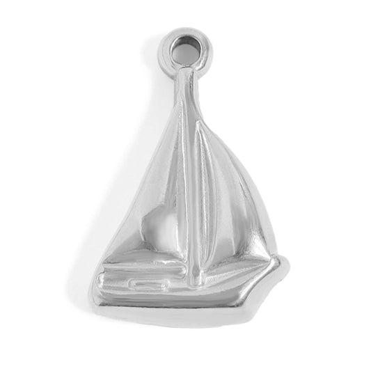 Gold PVD Stainless Steel Sailboat Charm 18k