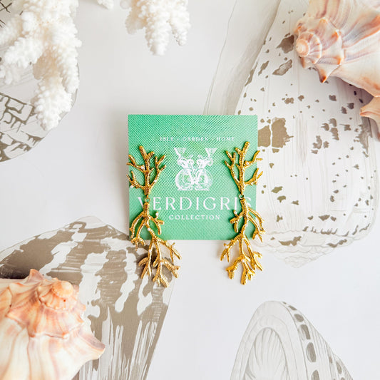 Coral and Pearl Drop Earrings