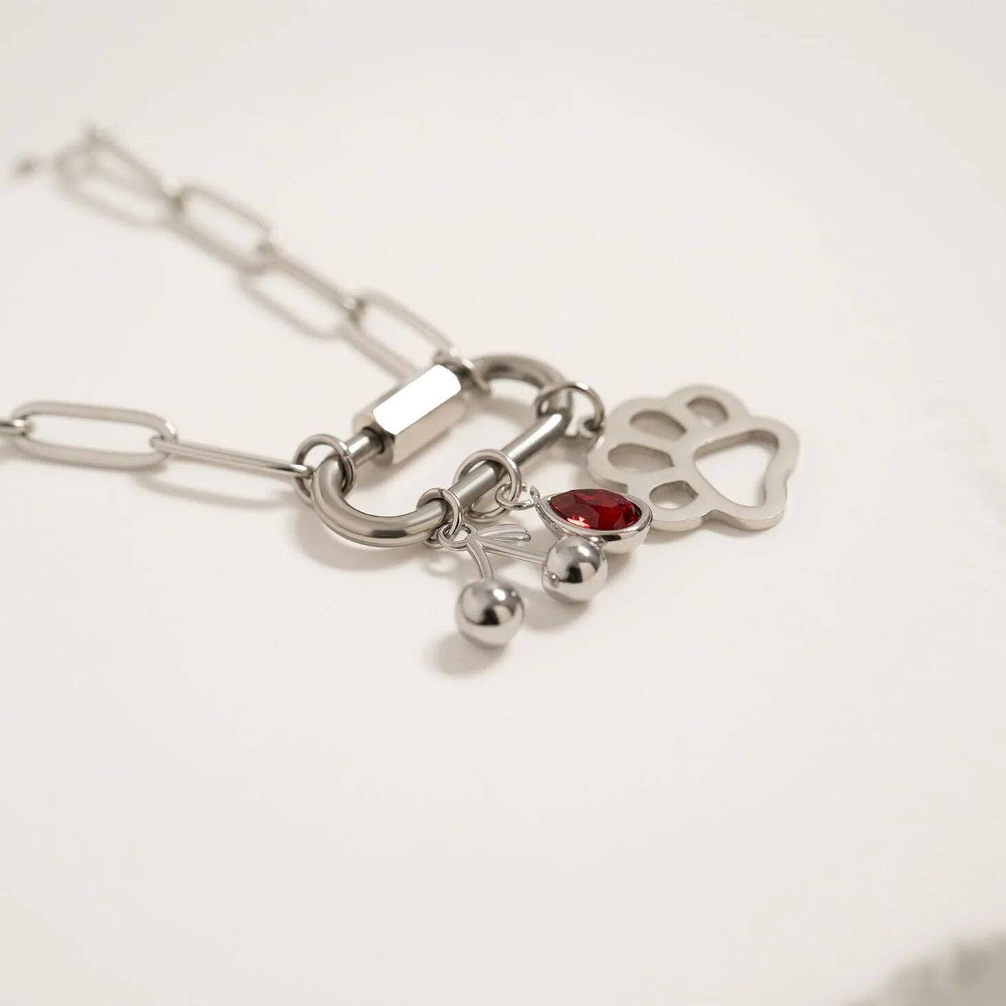 18K Gold PVD Stainless Steel Cherry Charm