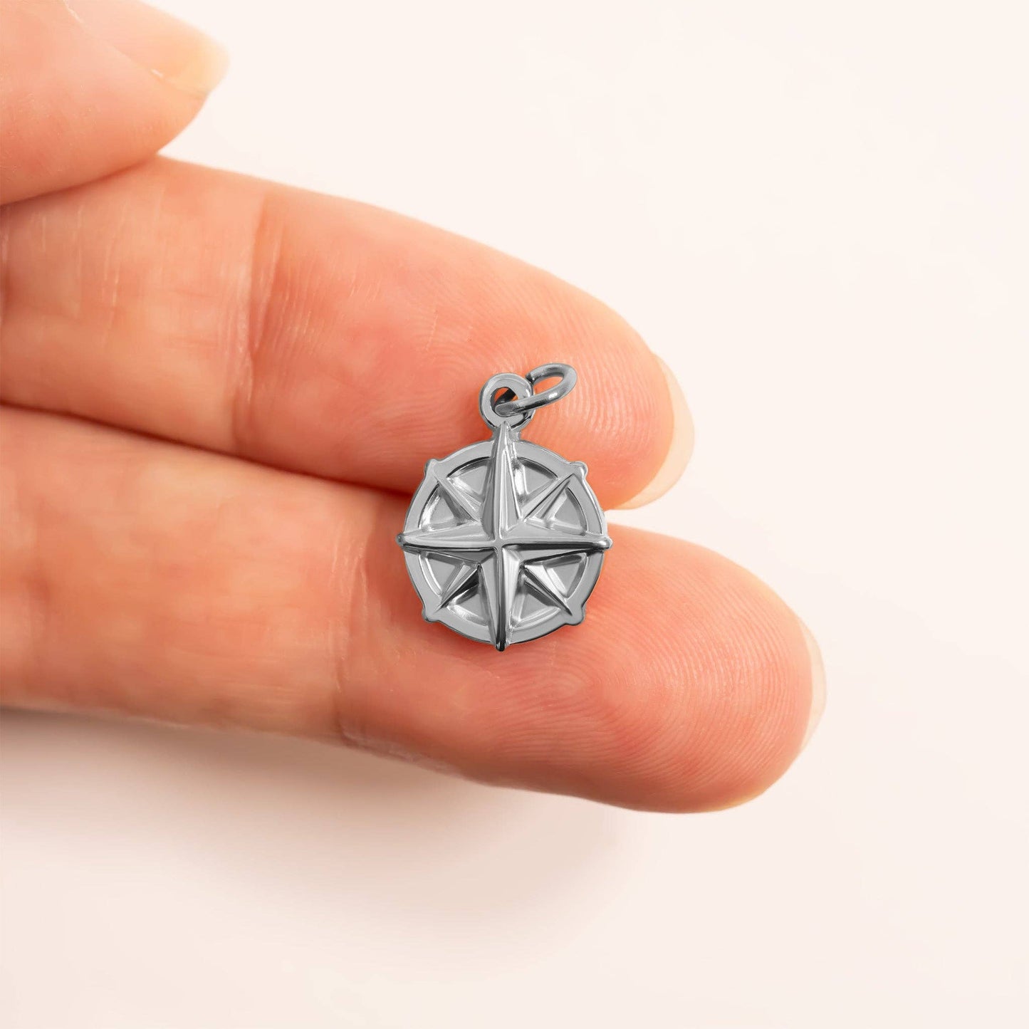 18K Gold PVD Stainless Steel Compass Charm