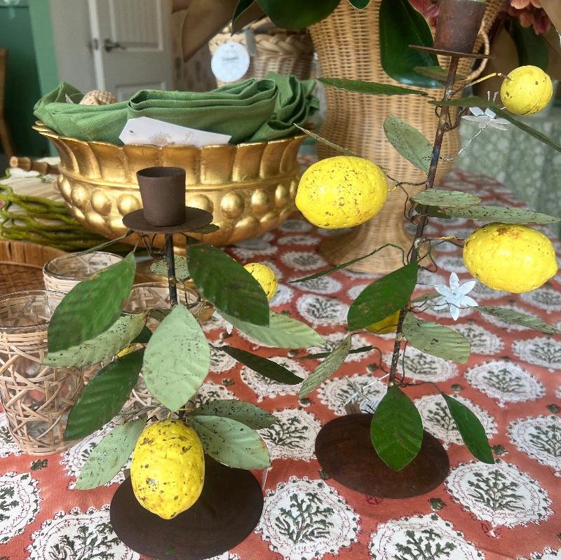 Lemon Toleware Taper Holder- Small