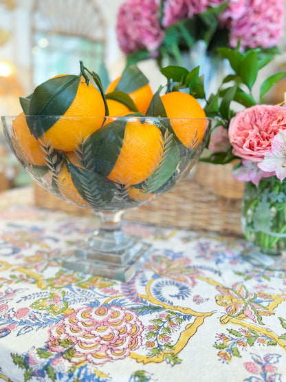 Pitt Street Etched Glass Pedestal Bowl- 12"