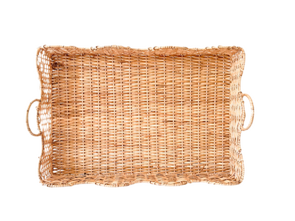 Terrace Scalloped Rattan Tray