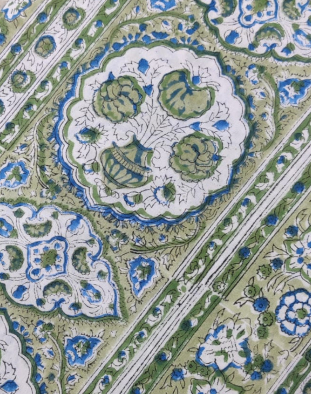 Quilted Block Print Tote Bag