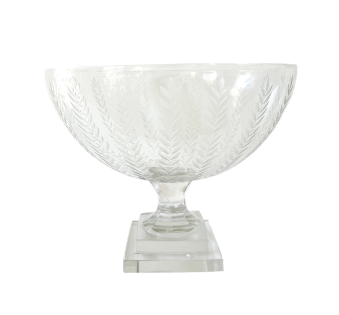 Pitt Street Etched Glass Pedestal Bowl- 12"