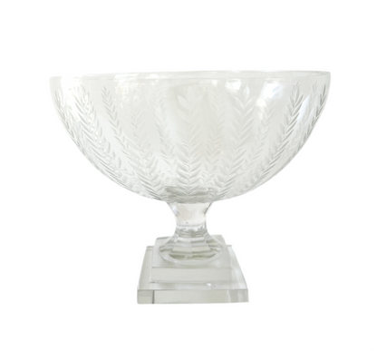 Pitt Street Etched Glass Pedestal Bowl- 12"