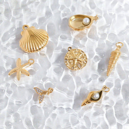 18K Gold PVD Stainless Steel Horn Shell Charm