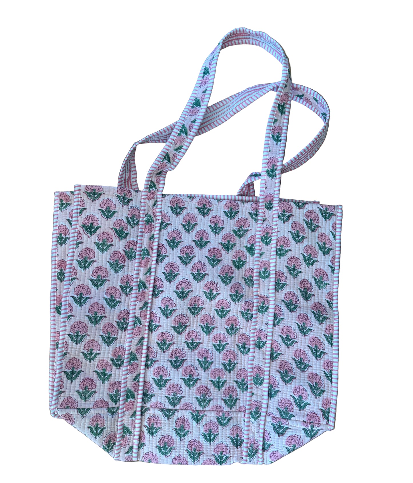 Quilted Block Print Tote Bag