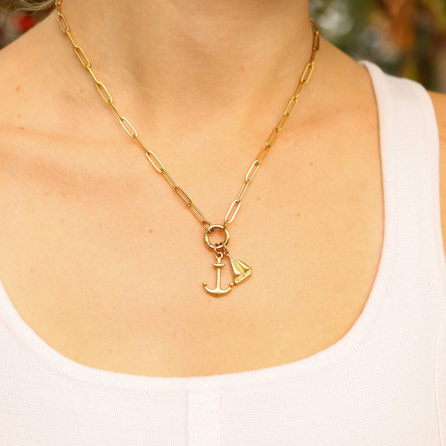 18k Gold PVD Stainless Steel Sailboat Charm