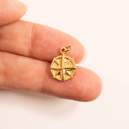 18K Gold PVD Stainless Steel Compass Charm