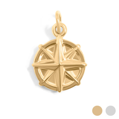 18K Gold PVD Stainless Steel Compass Charm