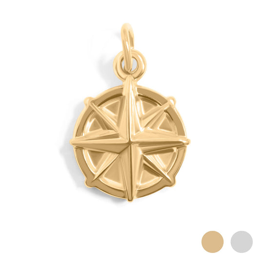 18K Gold PVD Stainless Steel Compass Charm