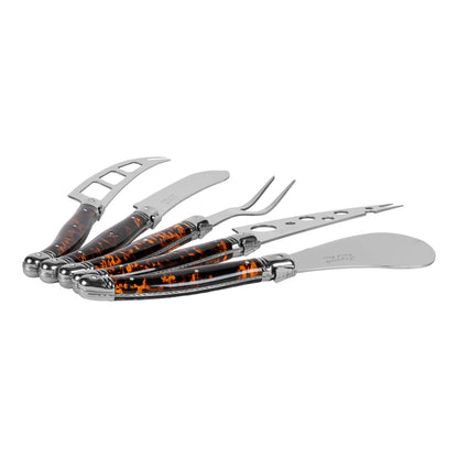 Laguiole 5-Piece Artisan Tortoise Shell Cheese Knife Set