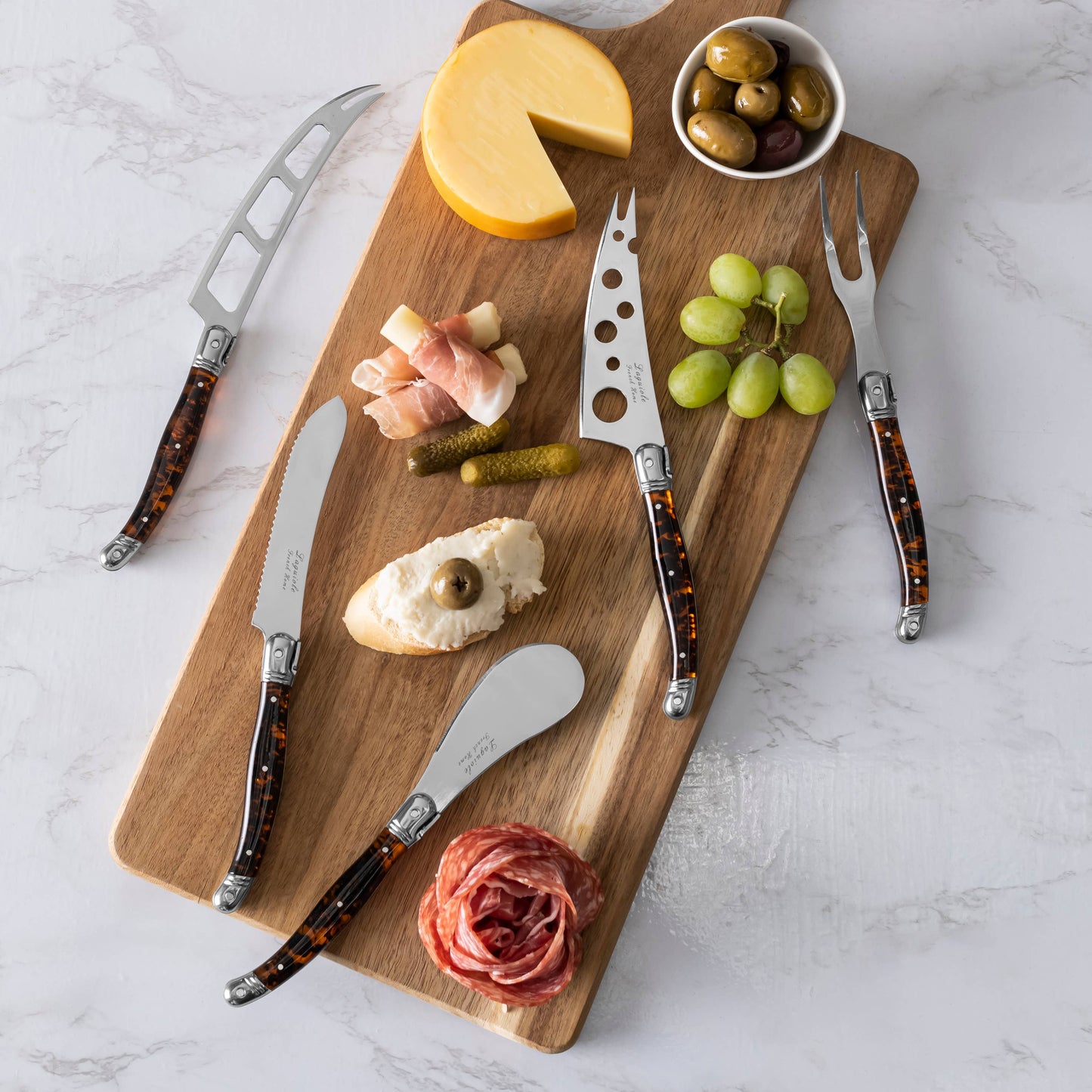 Laguiole 5-Piece Artisan Tortoise Shell Cheese Knife Set