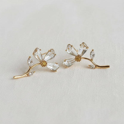 Floral Zircon Stud Earrings