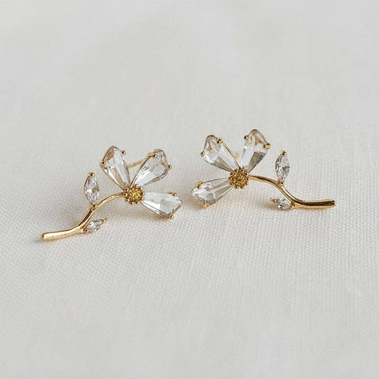 Floral Zircon Stud Earrings