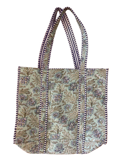 Quilted Block Print Tote Bag