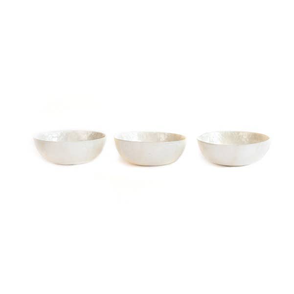 Round Capiz Bowl - Nautilus Design (Blue/Natural)