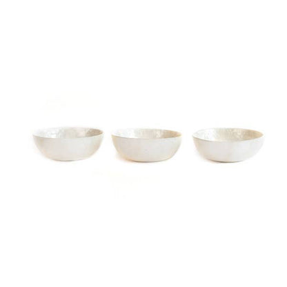 Round Capiz Bowl - Nautilus Design (Blue/Natural)