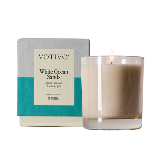 Votivo- White Ocean Sands 10 oz Signature Candle