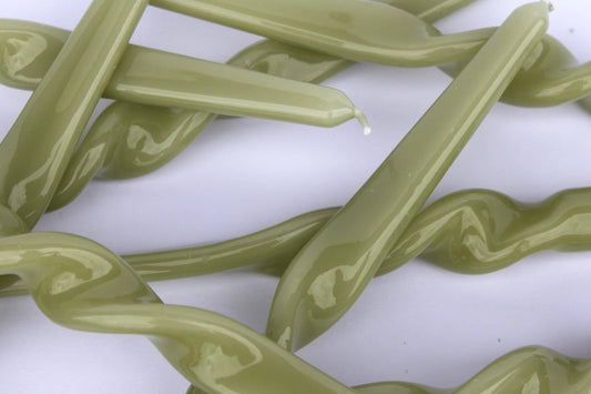 Twist Taper Candles - Leaf Green