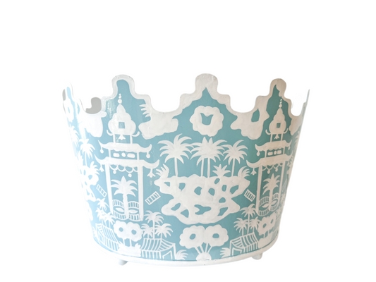 Langdon Scalloped Metal Tole Planter