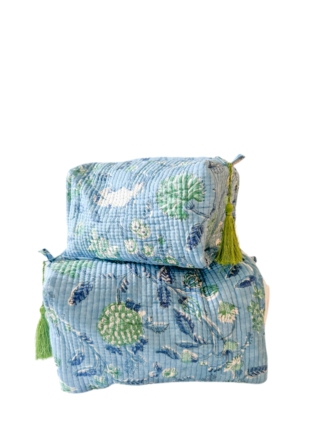 Quilted Block Print Cosmetic Bags- Set of 2