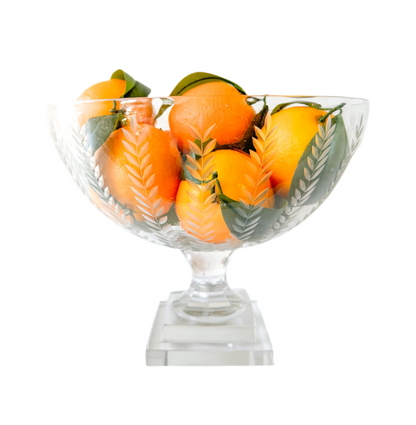 Pitt Street Etched Glass Pedestal Bowl- 12"