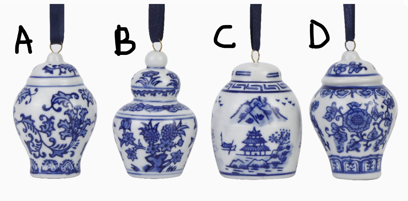 Blue & White Porcelain Hand Painted Ornament