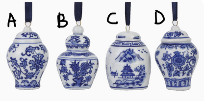 Blue & White Porcelain Hand Painted Ornament