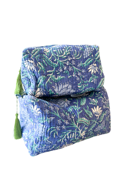 Quilted Block Print Cosmetic Bags- Set of 2